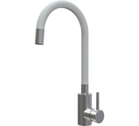 Смеситель для кухни KONNER KITCHEN белый, поворотный высокий гибкий излив KIT1209WH 6150857
