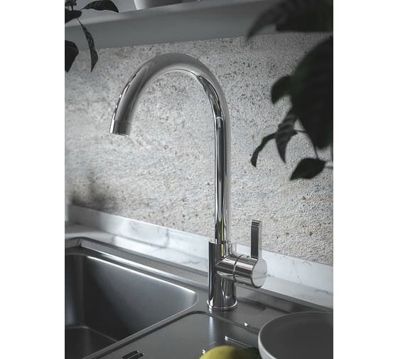 Смеситель для кухни KONNER STICK серебристый, поворотный высокий излив STK1200 6150865