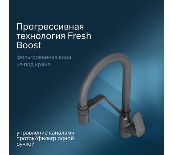 Смеситель для кухни AM.PM Like с каналом для питьевой воды и гибким изливом, черный F8007822