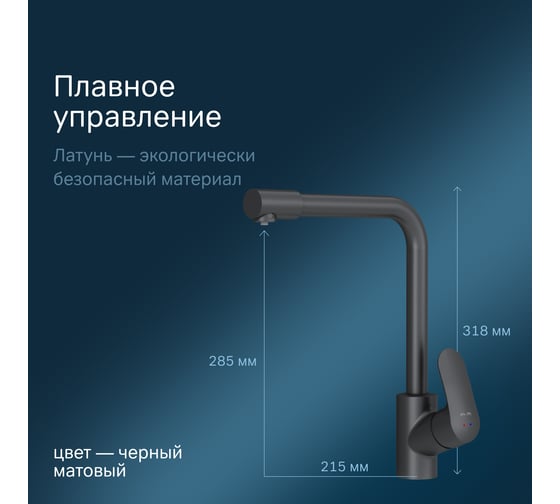 Смеситель для кухни AM.PM Like с каналом для питьевой воды, L-излив, черный матовый F8005722