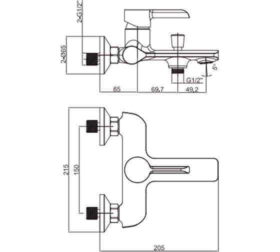 Смеситель для ванны Maxonor черный MN3281-7