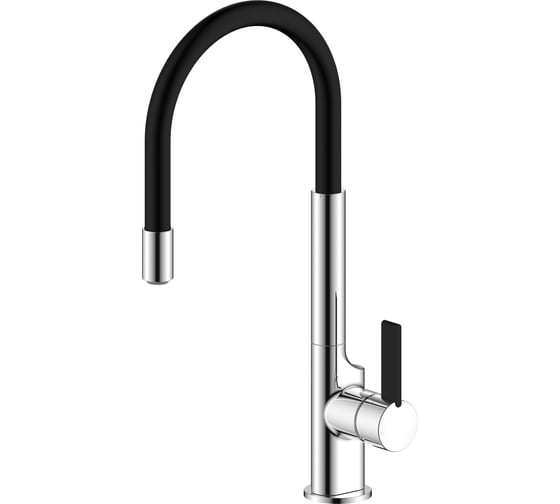 Смеситель для кухни ARGOTECH PERS NEW, хром/чёрный, пластичный излив, d-35, 43497