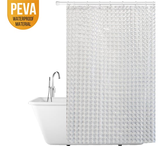 Штора для ванной комнаты Tatkraft CHRYSTAL 3D PEVA 18815