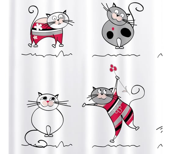 Штора для ванной Tatkraft FUNNY CATS TEXTILE 14664