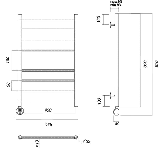 Электрический полотенцесушитель Domoterm Медея П8 400x800 EL