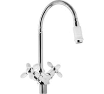 Смеситель для кухни Zein гибкий излив, кран-букса латунь 1/2", белый/хром ZC2033 7610322