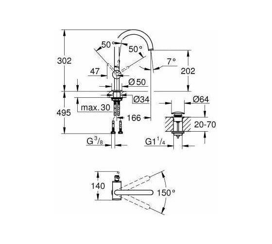 Однорычажный смеситель для раковины GROHE Atrio New на 1 отверстие 32042AL3