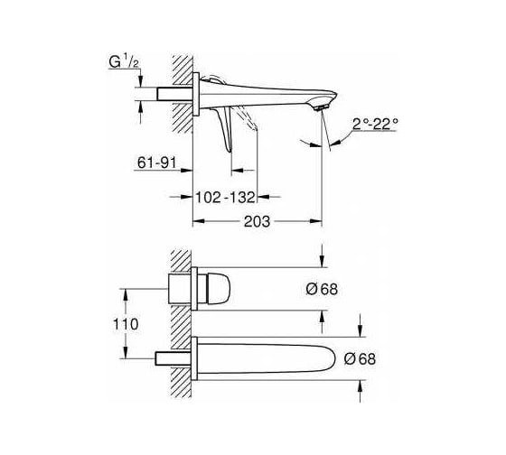 Однорычажный смеситель для раковины GROHE Eurostyle 2015 Solid на 2 отверстия 29097LS3