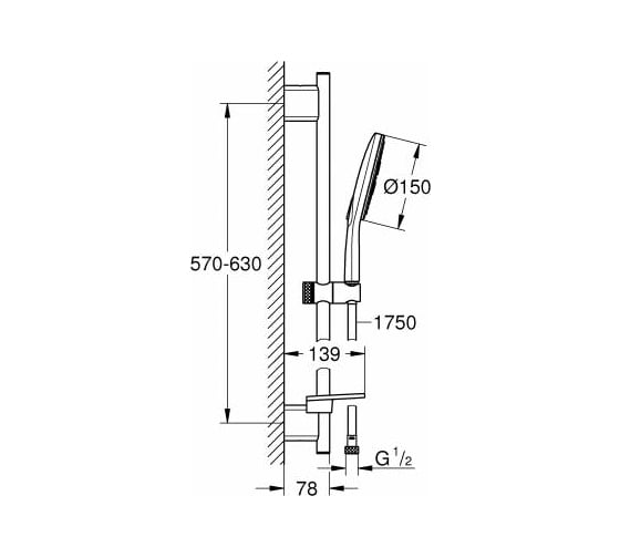 Душевой гарнитур GROHE RainShower SmartActive 150 круглый ручной душ 26592LS0