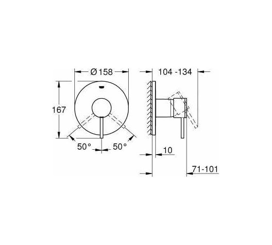 Однорычажный смеситель для душа GROHE Atrio New круглая розетка 24065AL3