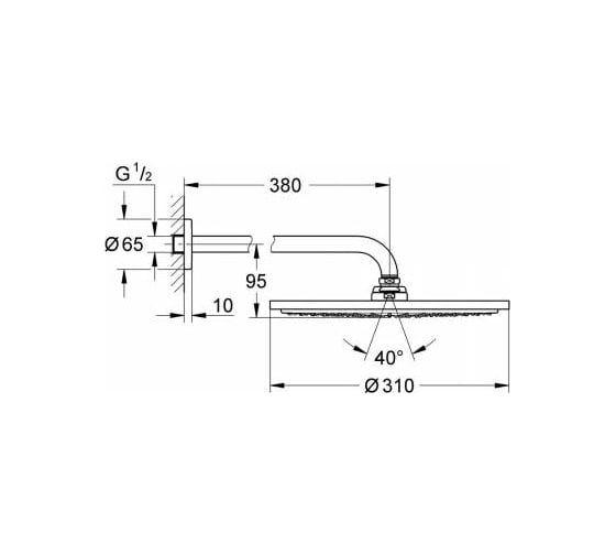 Набор GROHE Rainshower верхний душ 310 мм, с душевым кронштейном 380 мм 26066A00