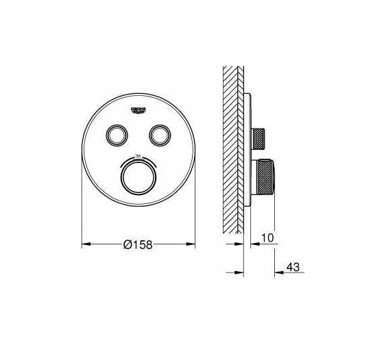 Термостат для ванны/душа GROHE Grohtherm SmartControl никель матовый 29119EN0
