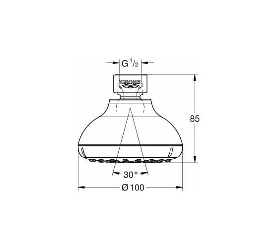 Верхний душ GROHE New Tempesta 100 I 5.7 л/мин 26050001
