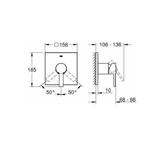 Однорычажный смеситель для душа GROHE Allure квадратная розетка 24069000