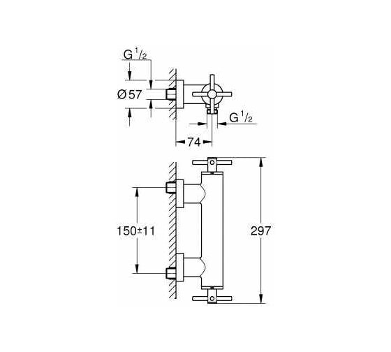 Двухвентильный смеситель для душа GROHE Atrio New настенный монтаж 26003003