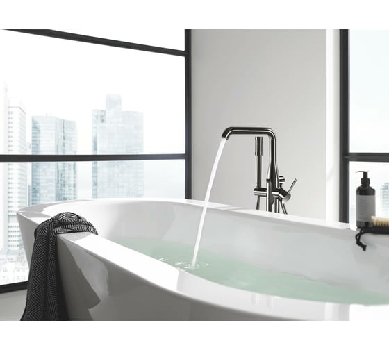 Смеситель для ванны GROHE Essence New напольный монтаж, цвет темный графит 23491A01