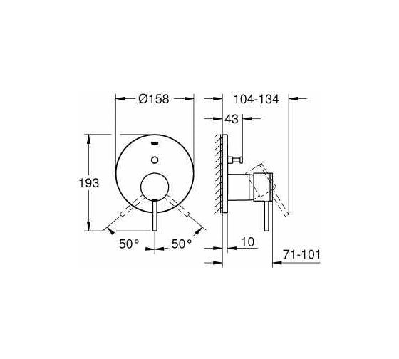 Однорычажный смеситель для ванны GROHE Atrio New круглая розетка 24066AL3