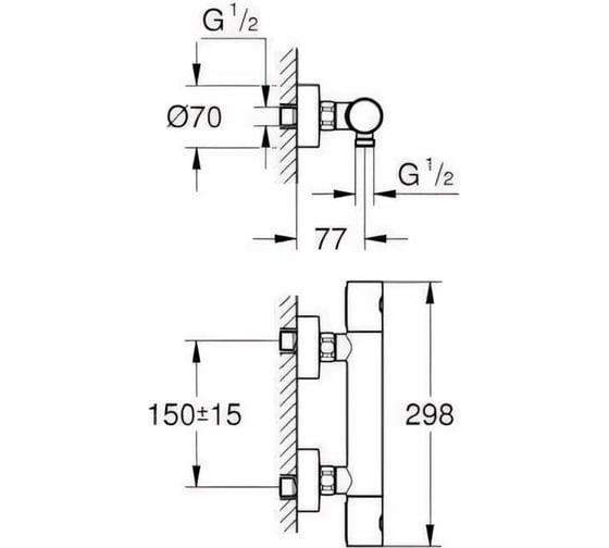 Термостат для душа GROHE Grohtherm 1000 Cosmopolitan M настенный монтаж 34065A02