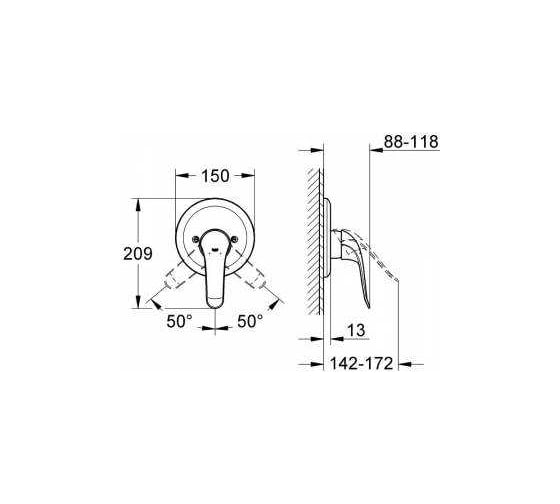 Однорычажный смеситель для душа GROHE Euroeco Special 32784000