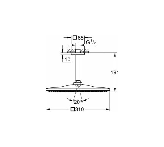 Верхний душ GROHE Rainshower 310, квадратный, 1 режим 26566GN0