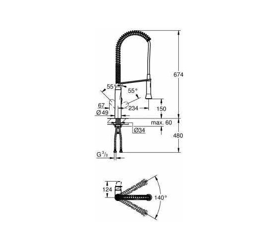Смеситель для мойки GROHE K7 на одно отверстие, профессиональный 32950A00