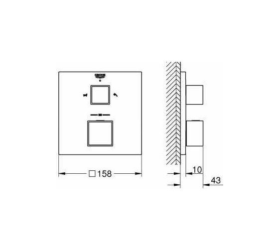 Термостат для ванны GROHE Grohtherm Cube с переключателем на 2 положения 24155AL0
