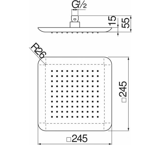 Верхний душ NOBILI AD139/122CR 245x245 мм 00000106643