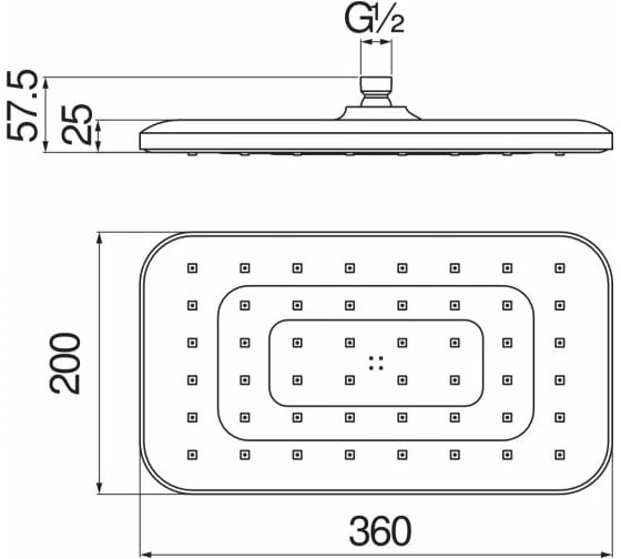 Верхний душ NOBILI AD139/128CR 360x200 мм 00000106645