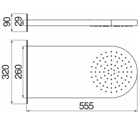 Верхний душ NOBILI AD139/127CR 55х26 см 00000058002
