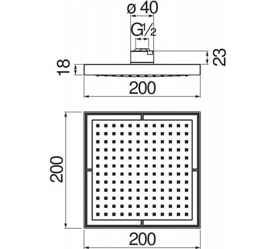 Верхний душ NOBILI AD139/17CCR 200x200 мм 00000106650