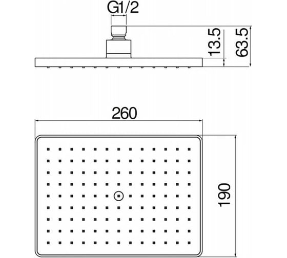 Верхний душ NOBILI AD139/132CR 260x190 мм 00000106647