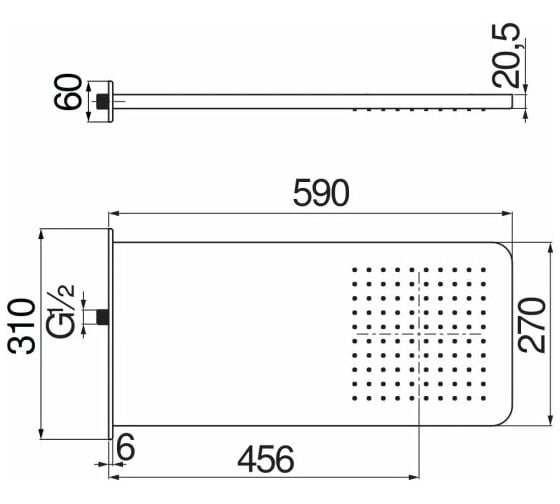 Верхний душ NOBILI AD139/131CR 59х27 см Nobili 00000056637