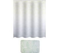 Набор для ванной комнаты Рыжий кот Листья: коврик + занавеска 104499