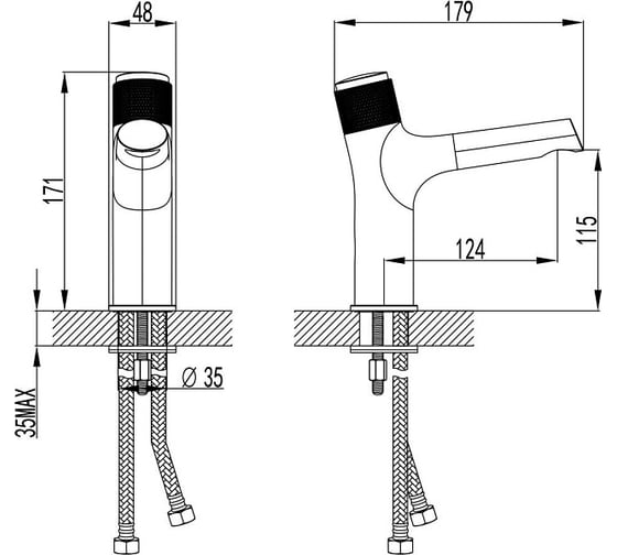 Смеситель для раковины Lemark Project кнопочный LM4676C