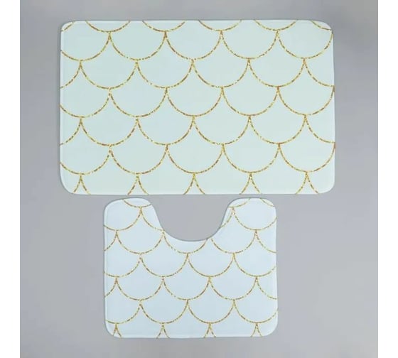 Набор ковриков для ванны и туалета Доляна Чешуя 50х80, 40х50 см, 2 шт. 6847547 1