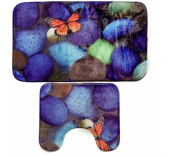 Набор ковриков для ванны и туалета Доляна Камни 38х45, 43х73 см, 2 шт. 2989766 1