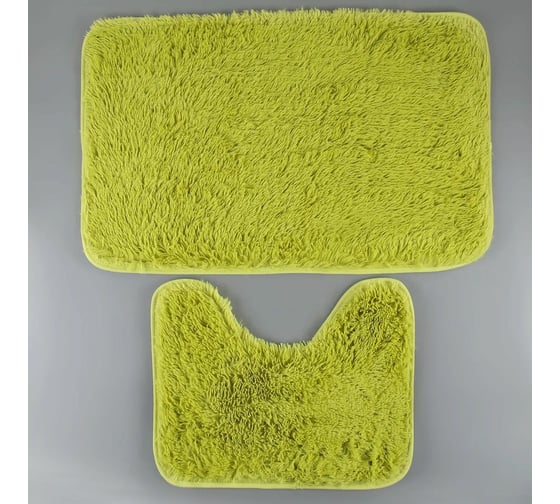 Набор ковриков для ванны и туалета Доляна цвет 40х50, 50х80 см, зелёный, 2 шт. 2353255 1