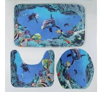 Набор ковриков для ванны и туалета Доляна Дельфин 35х39, 40х50, 45х75 см, 3 шт. 3545649