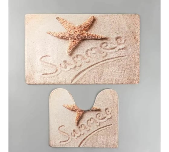 Набор ковриков для ванны и туалета Доляна На пляже 40х45, 45х75 см, 2 шт. 3904510 1