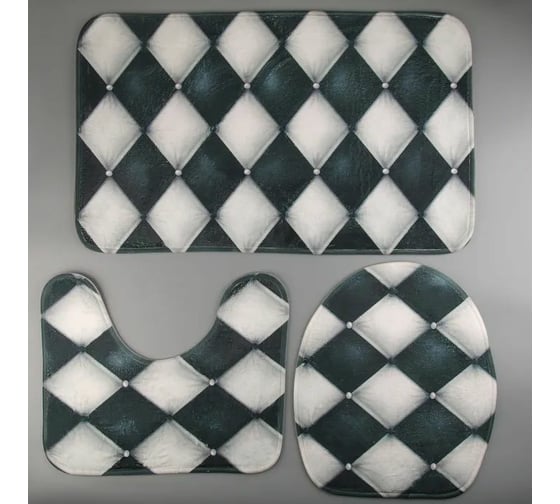 Набор ковриков для ванны и туалета Доляна Ромбы 37х43, 37х45, 45х73 см 3 шт. 2987445 1