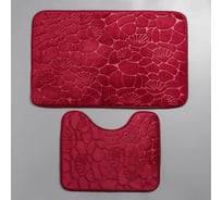 Набор ковриков для ванны и туалета Доляна Галька, ракушки 40х50, 50х80 см цвет бордовый, 2 шт. 2987264