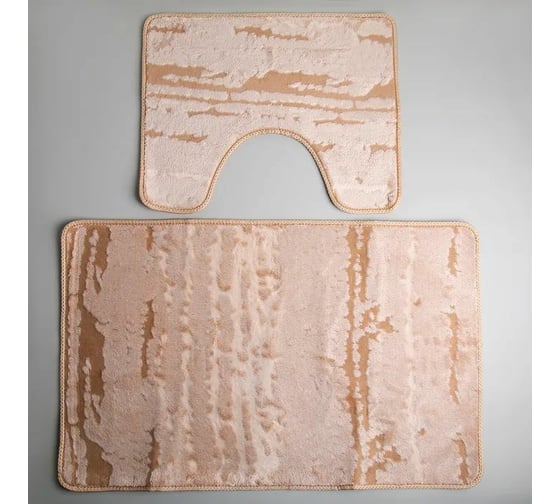 Набор ковриков для ванны и туалета Доляна Блик 40х50, 50х80 см цвет бежевый, 2 шт. 4597765 1