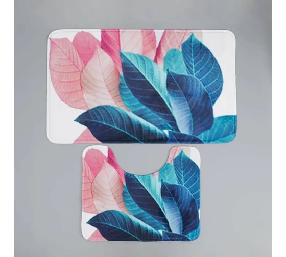 Набор ковриков для ванны и туалета Доляна Контраст 50х80, 40х50 см, 2 шт. 6847539 1