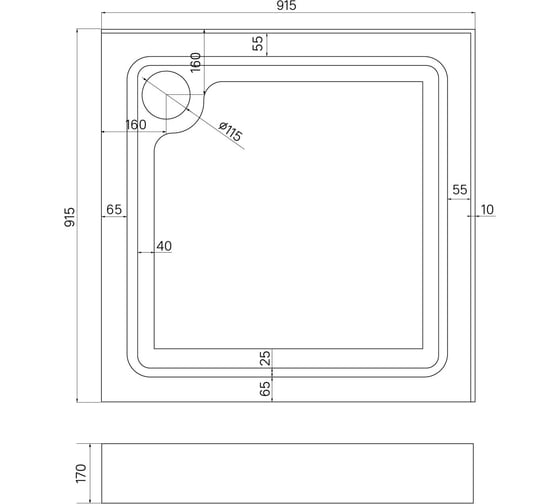 Душевой поддон IDDIS Optima Home 900х900 мм., 170 мм OPH1WS9i22