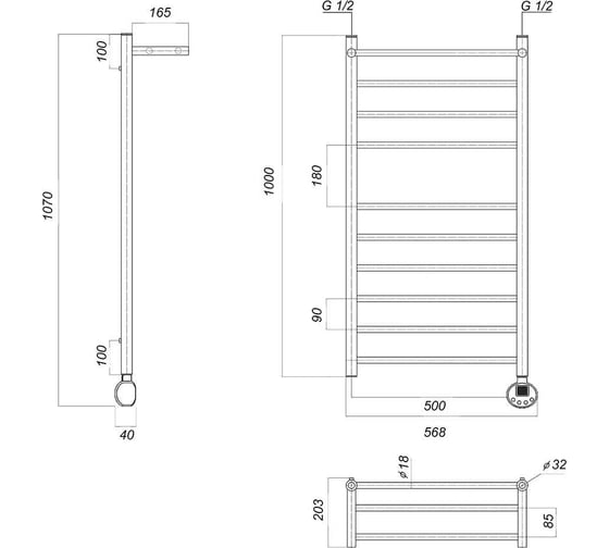 Электрический полотенцесушитель Domoterm Медея сп П10 500x1000 EL