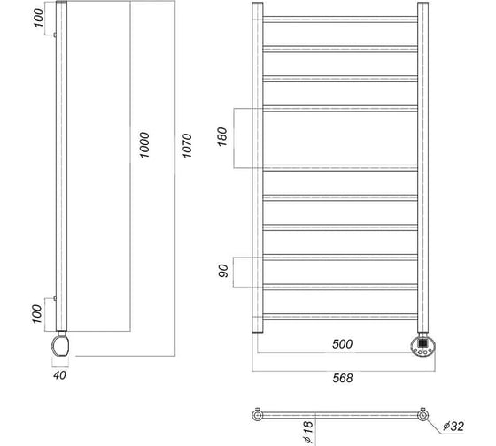 Электрический полотенцесушитель Domoterm Медея П10 500x1000 ER