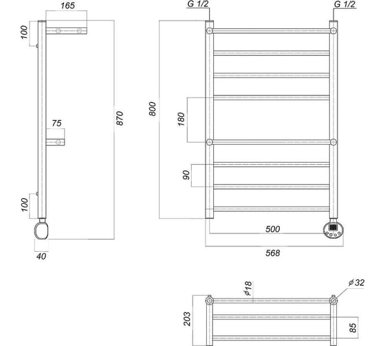 Электрический полотенцесушитель Domoterm Медея сп2 П8 500x800 ER
