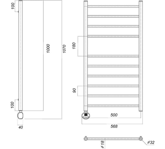 Электрический полотенцесушитель Domoterm Медея П10 500x1000 EL