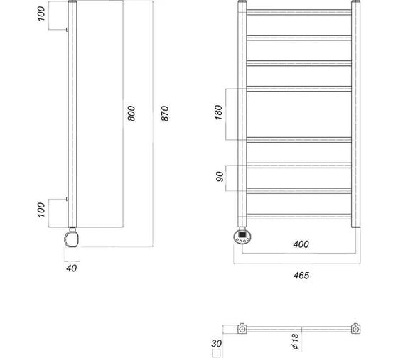 Электрический полотенцесушитель Domoterm Куба П8 400х800 EL