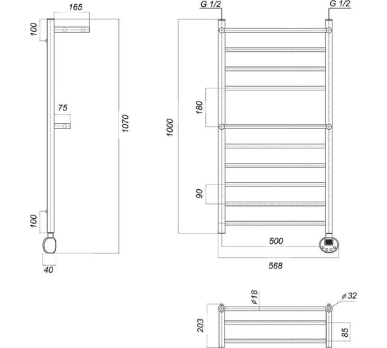 Электрический полотенцесушитель Domoterm Медея сп2 П10 500x1000 ER